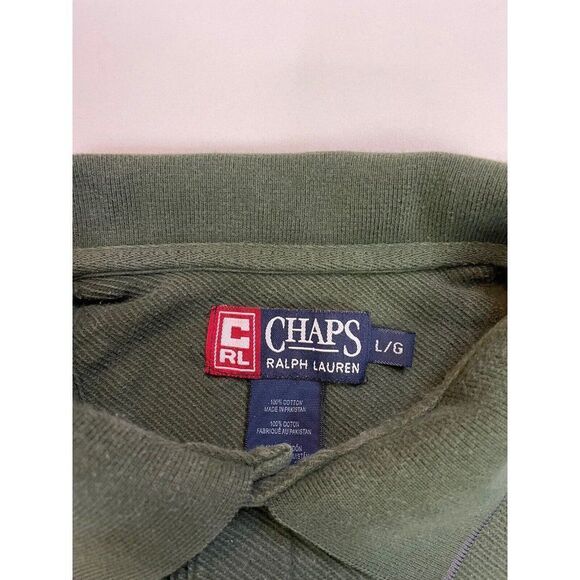 VINTAGE Chaps Ralph Lauren Polo Shirt Men Large Green Short Sleeve 90s - Picture 4 of 5